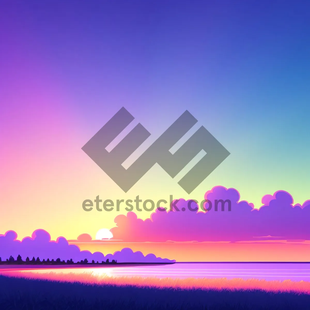 Picture of Golden Horizon: Stunning Sunset Over a Beach