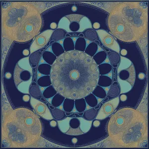 Digital Mosaic Circle: Artful Arabesque Tile Design