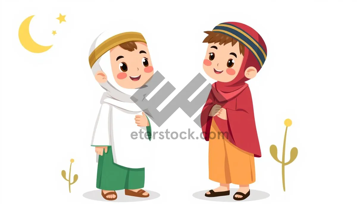 Picture of Cartoon clip art of boy and child cutout