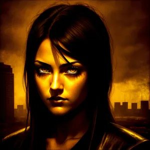 Seductive Brunette Masked Lady - Fashion Portrait