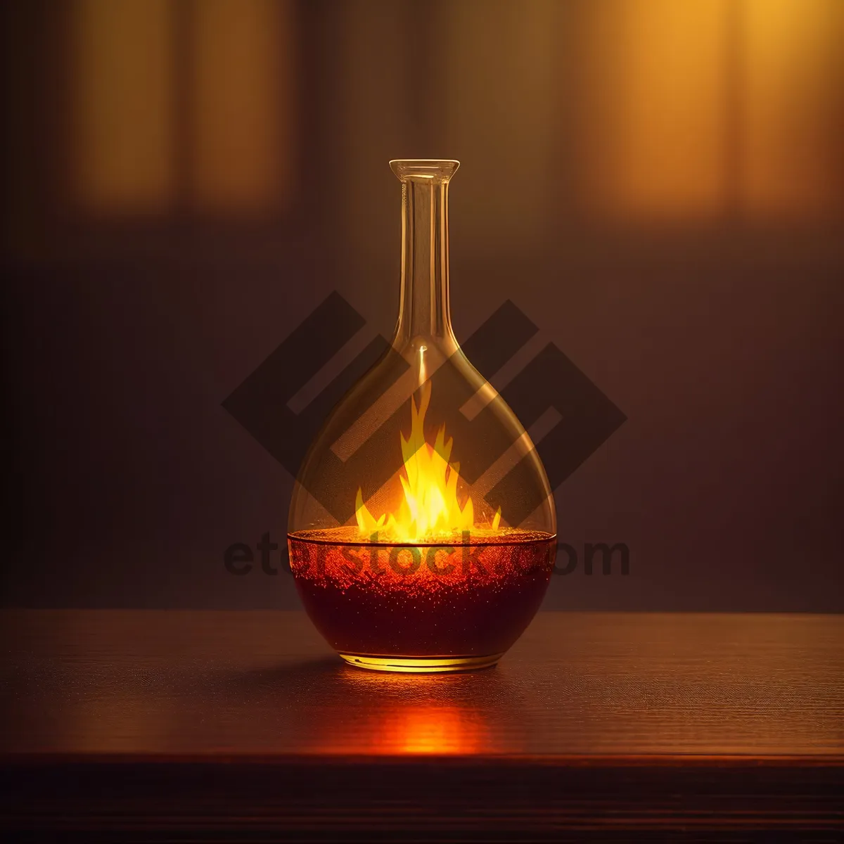 Picture of Flaming Wineglass Celebration: Hot, Black and Yellow