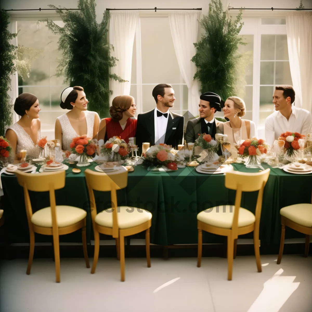 Picture of Smiling business team enjoying lunch in restaurant meeting