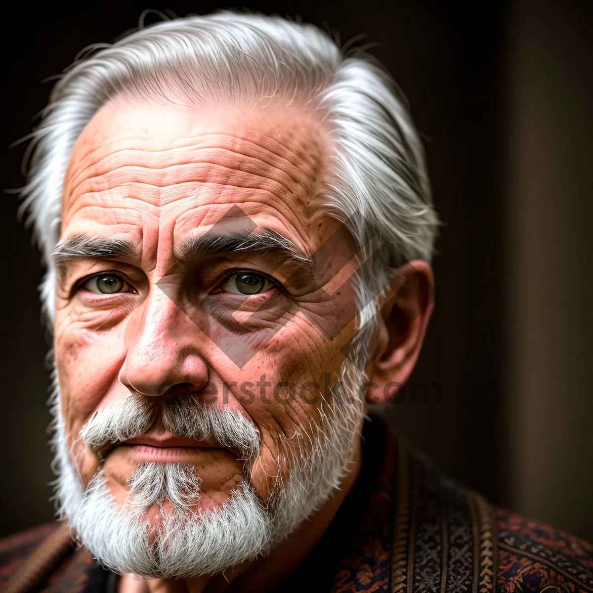 Picture of Happy Senior Grandfather with Gray Hair Smiling