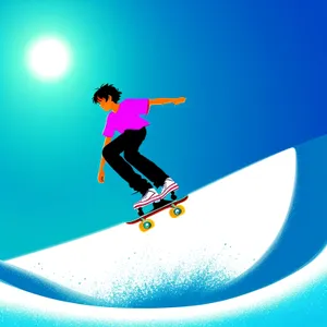 Adrenaline-Spiked Skateboard Jump: Thrill-Seeking Male Surfer