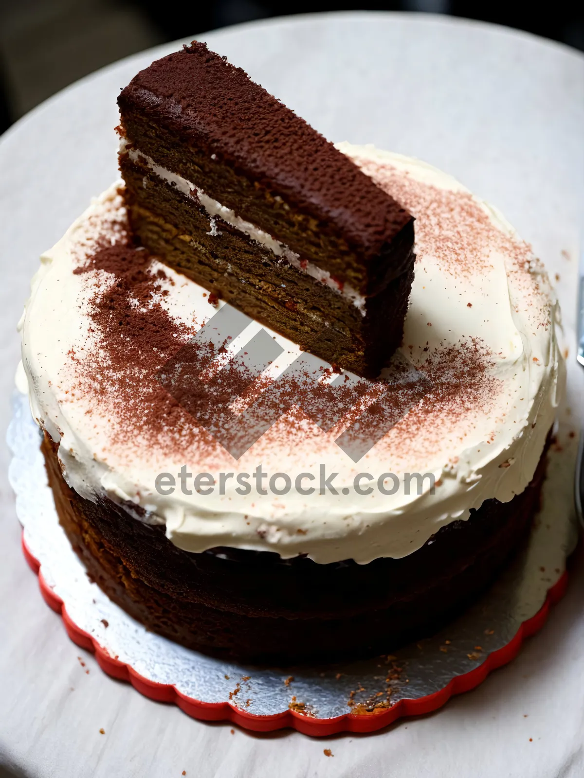 Picture of Delicious Chocolate Cake with Fresh Fruit and Cream