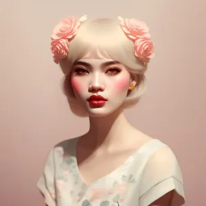 Attractive blond lady with natural skincare routine and flower.