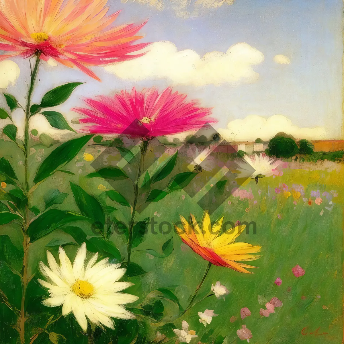 Picture of Sun-kissed Daisy Blossom in Vibrant Meadow