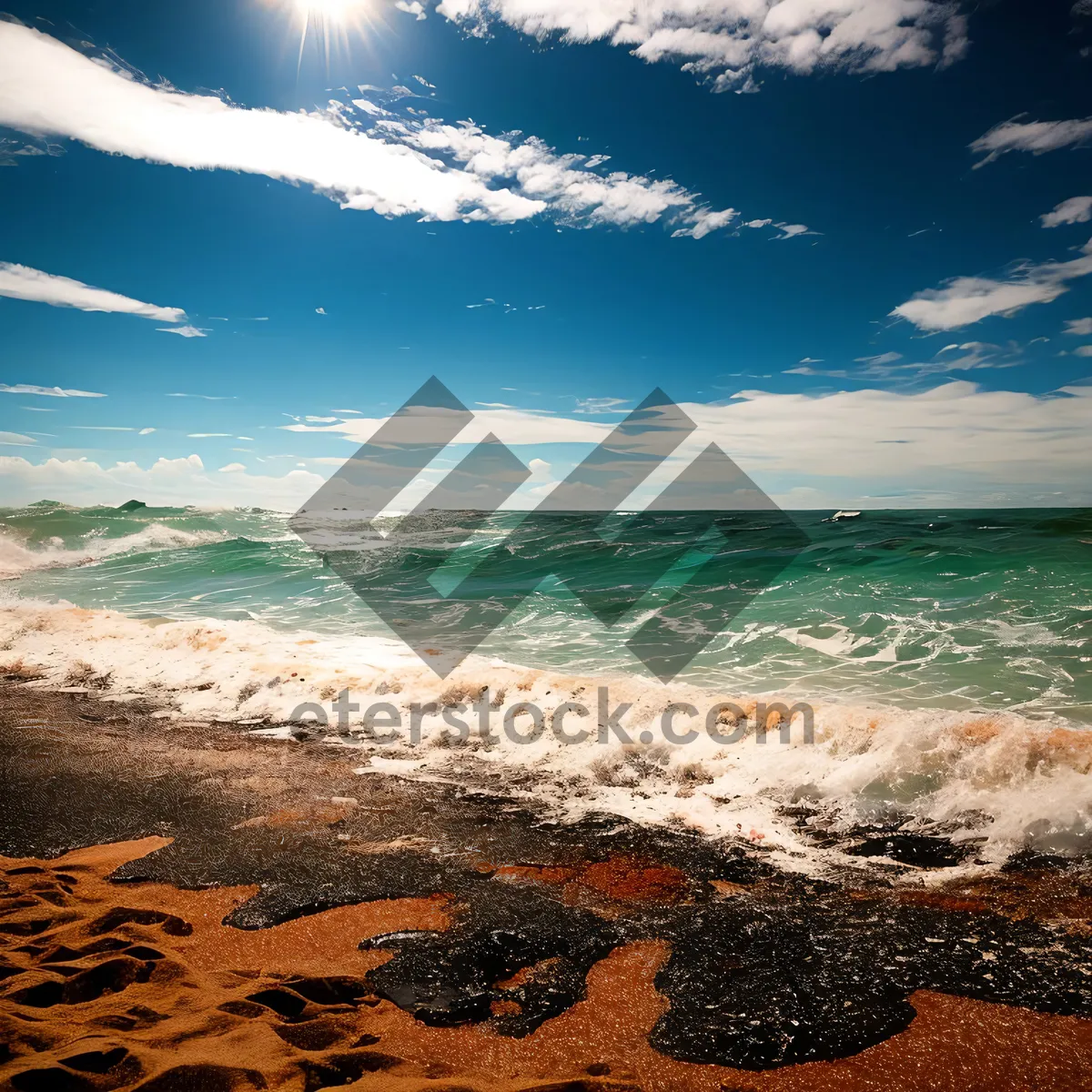 Picture of Serene Beachscape: Sun, Sand, and Waves