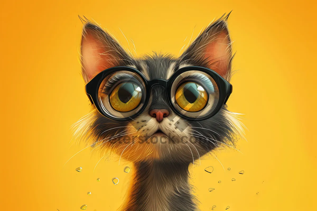 Picture of Hippie Cat Portrait with Cute Eyes and Mask