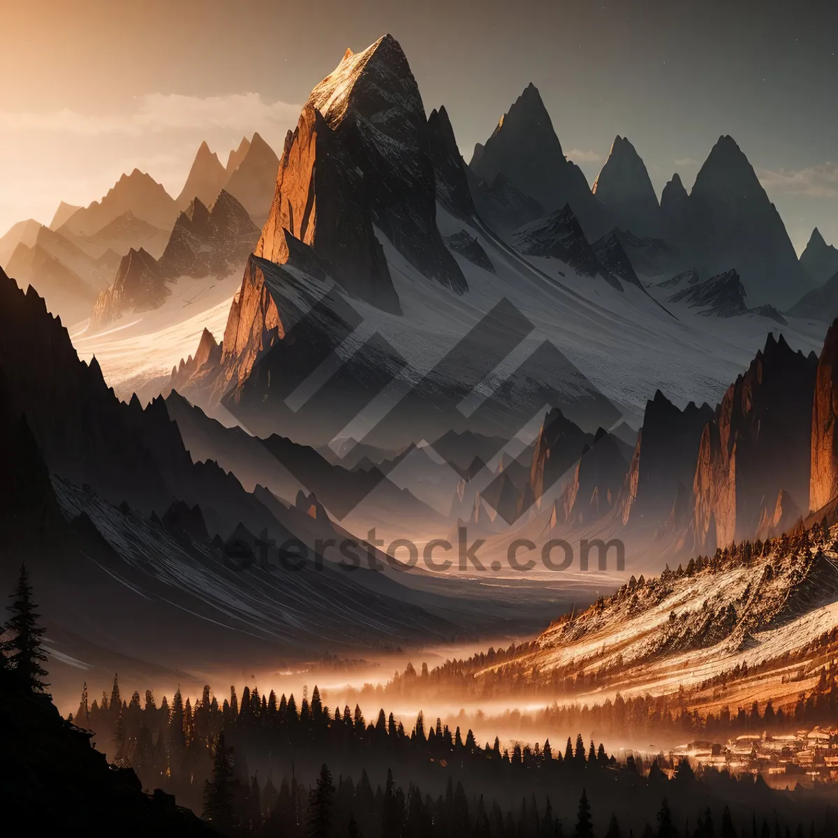 Picture of Snowy Peaks: Majestic Mountain Landscape with Glaciers