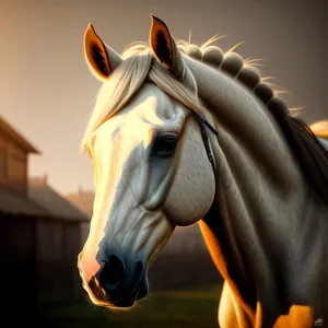 Beautiful Thoroughbred Stallion in Rural Pasture
