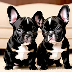 Cute Bulldog Puppy with Wrinkled Expression