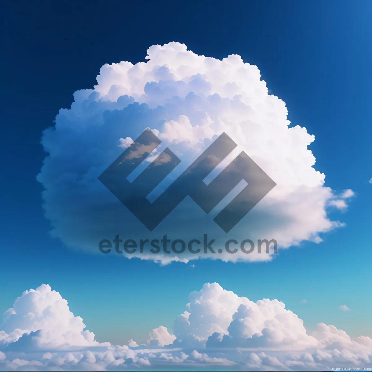 Picture of Vibrant Azure Sky with Fluffy Cumulus Clouds