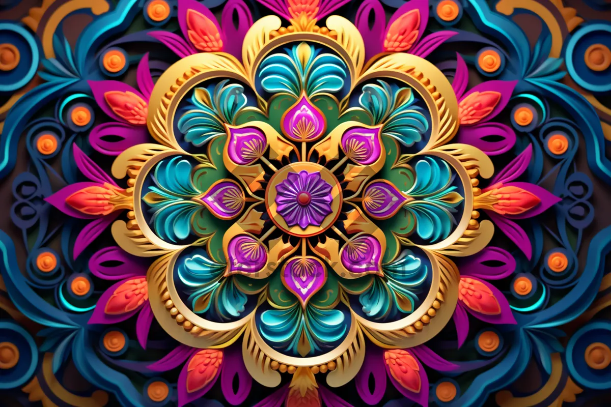 Picture of Colorful Floral Geometric Pattern Wallpaper