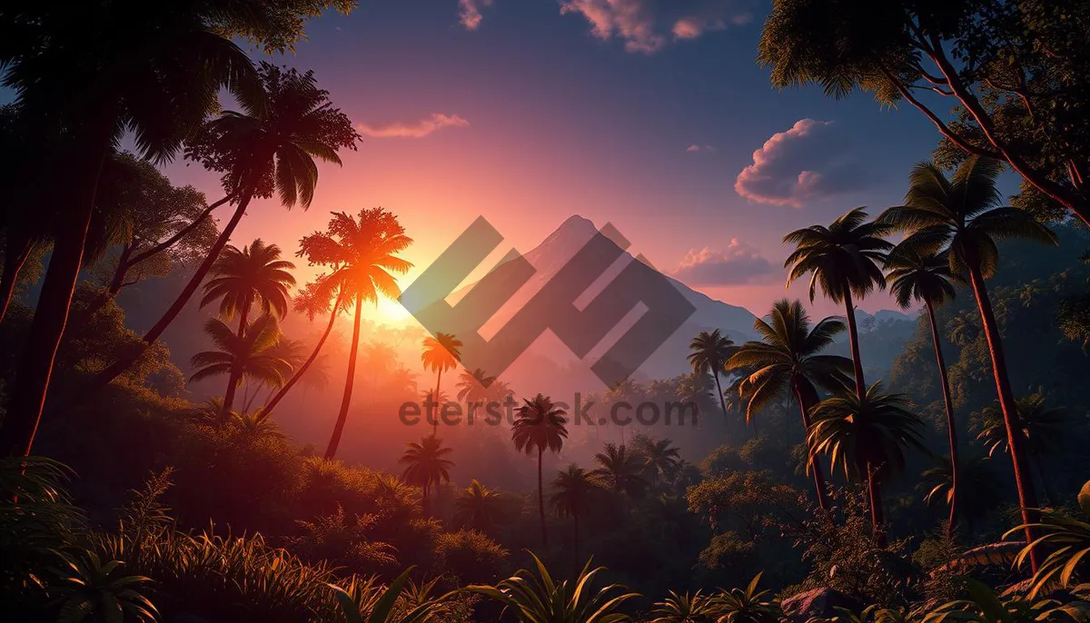 Picture of Serenity at Sunset: Palm Trees on the Beach