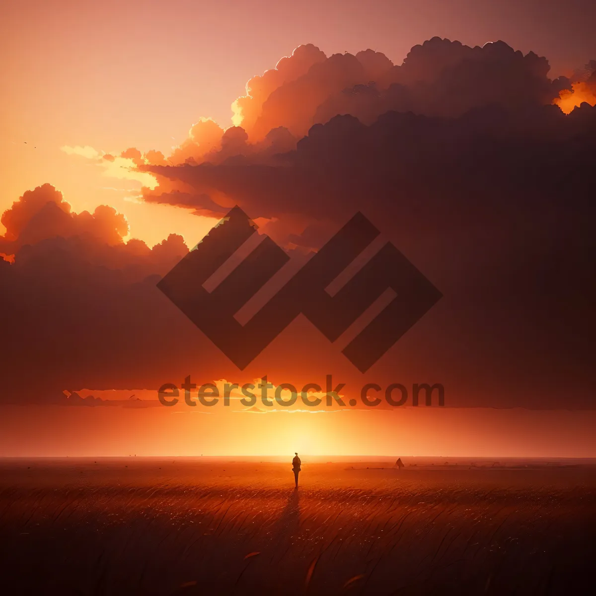 Picture of Sunset Horizon Over Orange Sea