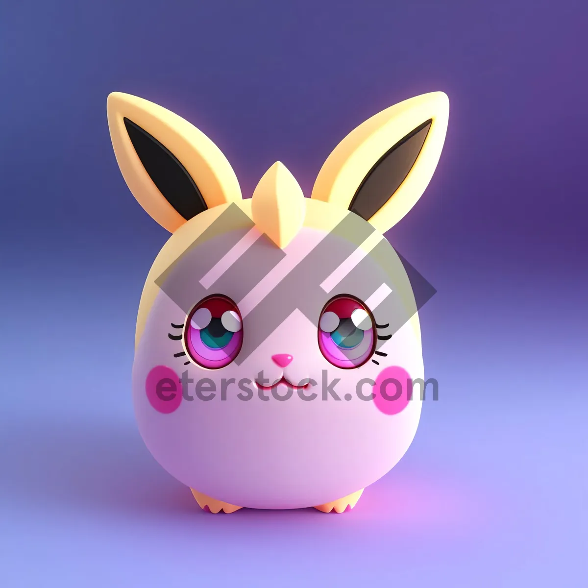 Picture of Pink Piggy Bank with Bunny and Rabbit Cartoon Characters