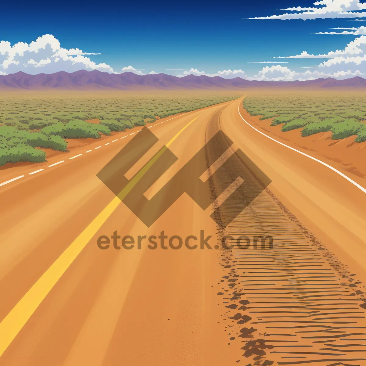 Picture of Desert Highway under Sunny Skies