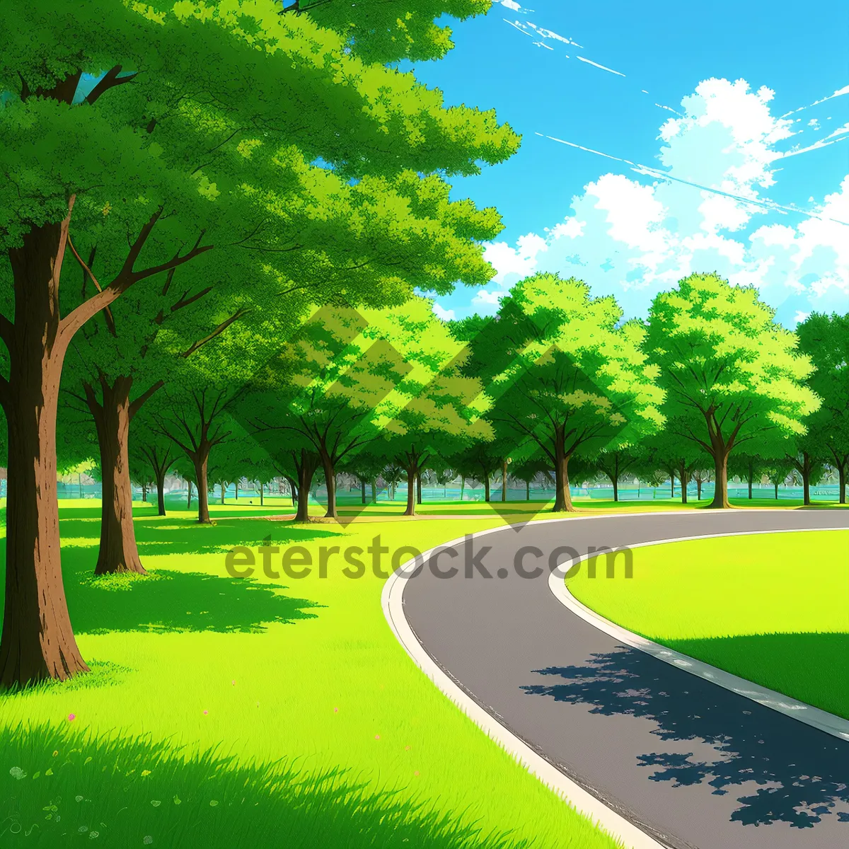Picture of Golf Course Serene Landscape with Majestic Trees