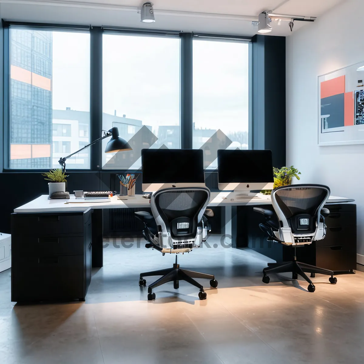 Picture of Modern luxury office interior with stylish furniture and lamp