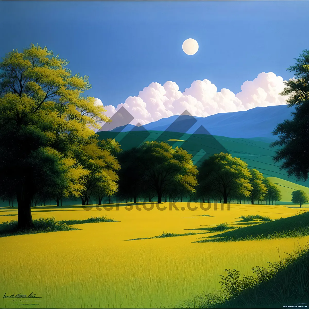 Picture of Golden Fields under a Vibrant Sky