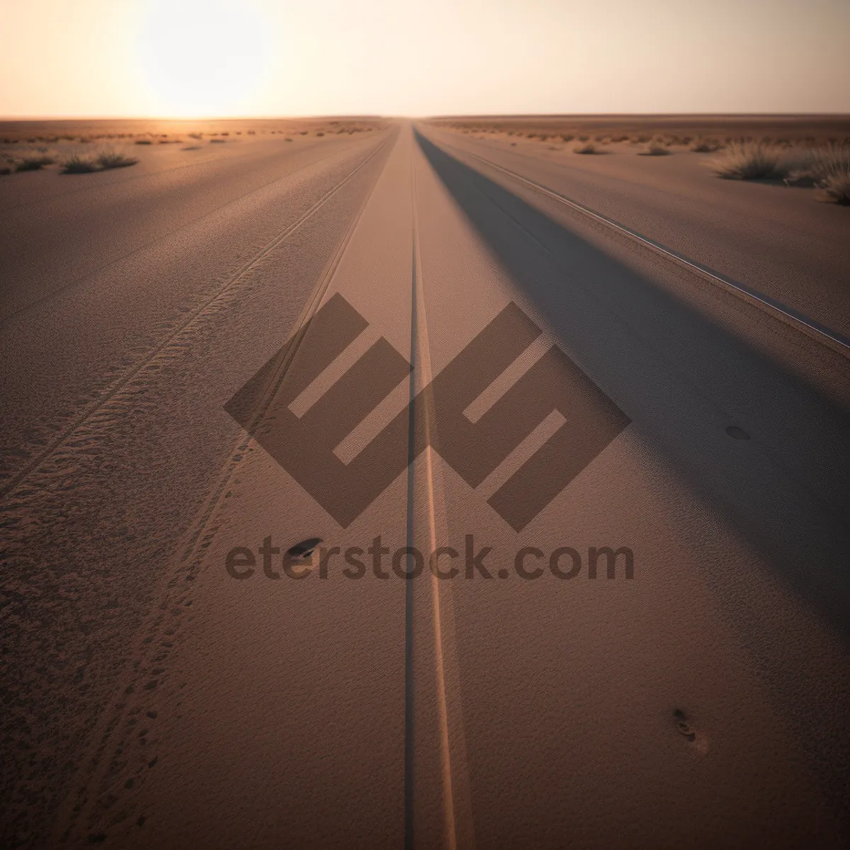 Picture of Desert Sunset: Road Trip through Orange Skies