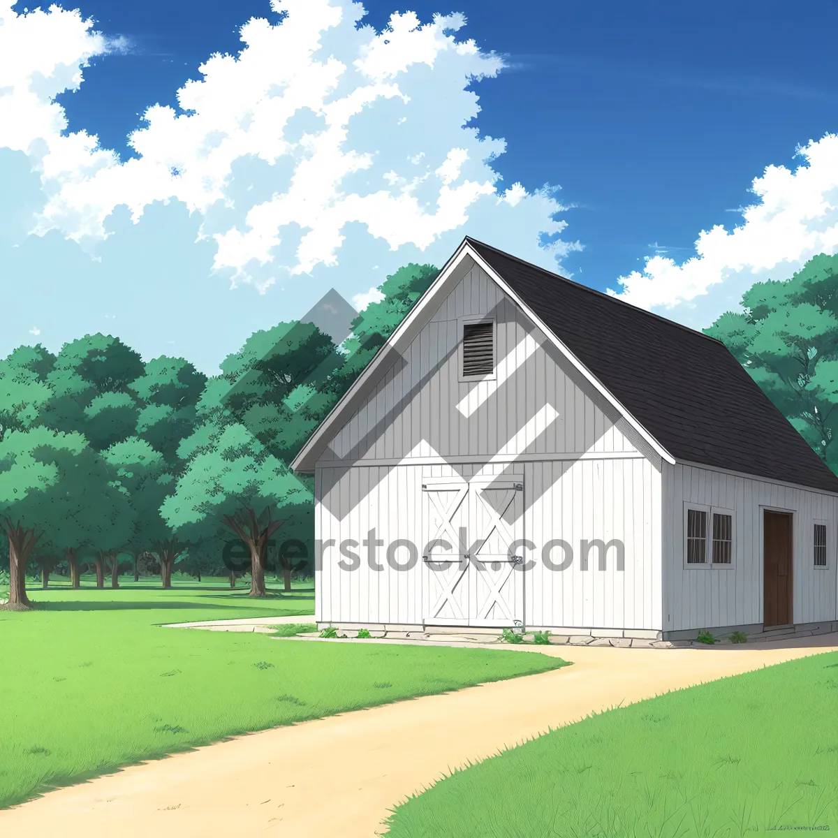 Picture of Rural Brick Farmhouse with Skyline View