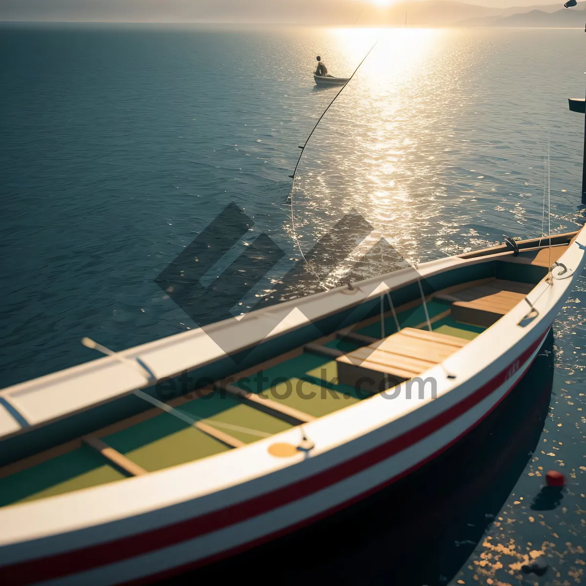 Picture of Speedboat gliding through serene ocean waters.