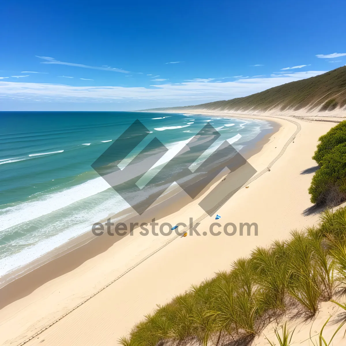 Picture of Turquoise Paradise: Sunny Beachscape with Relaxing Waves.