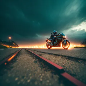 Cyclist Speeding Through Majestic Mountain Landscape