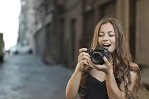 Attractive model smiling for camera in portrait.