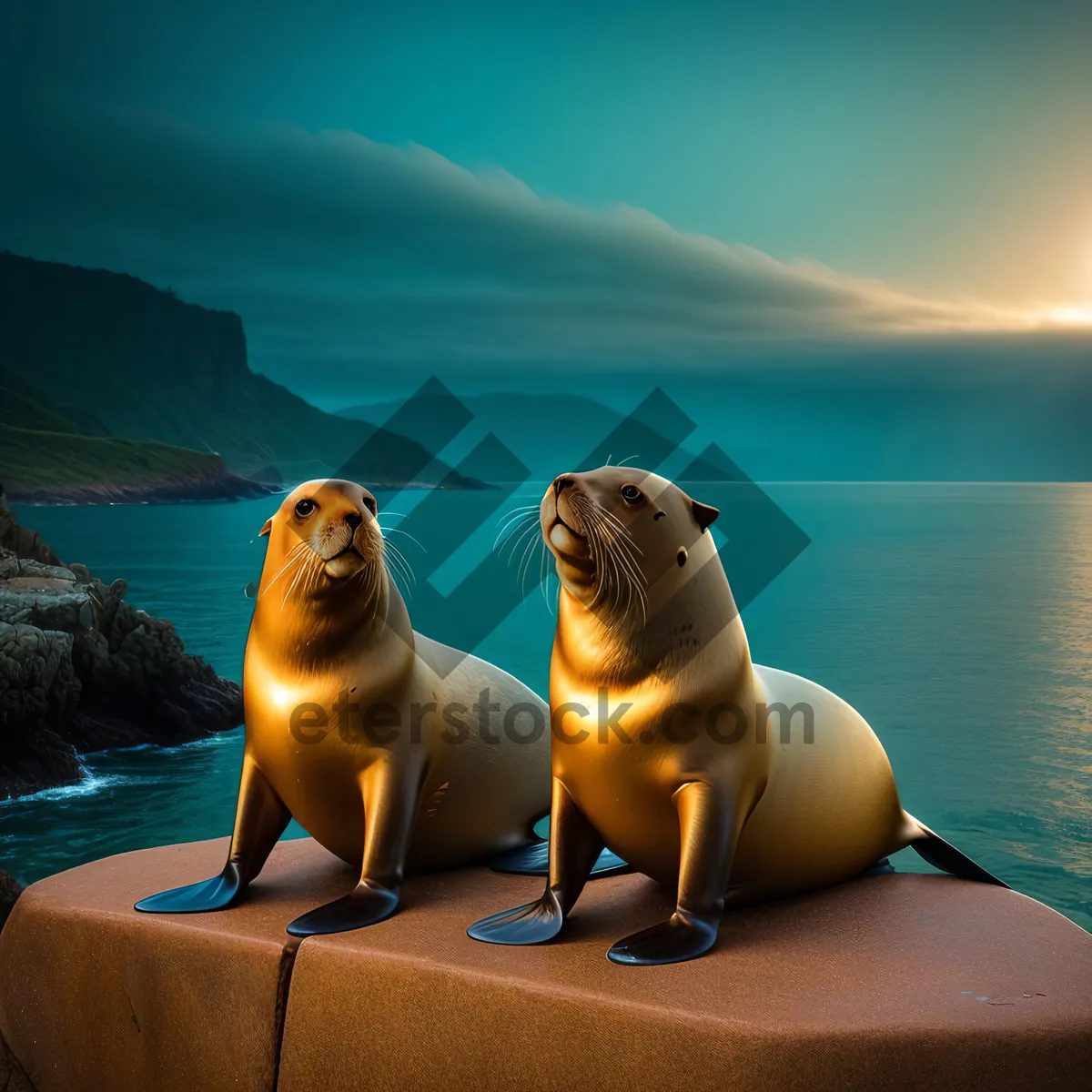 Picture of Playful Sea Lion Enjoying Ocean Waves