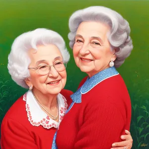 Elderly couple smiling in the park portrait.