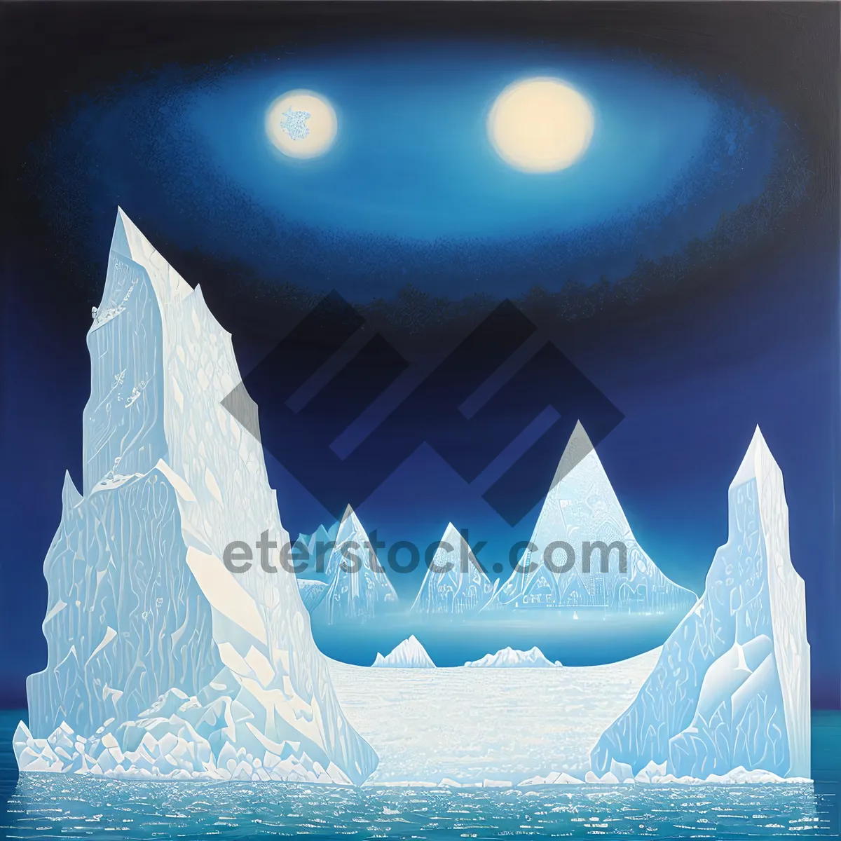 Picture of Frozen Arctic Landscape with Melting Iceberg