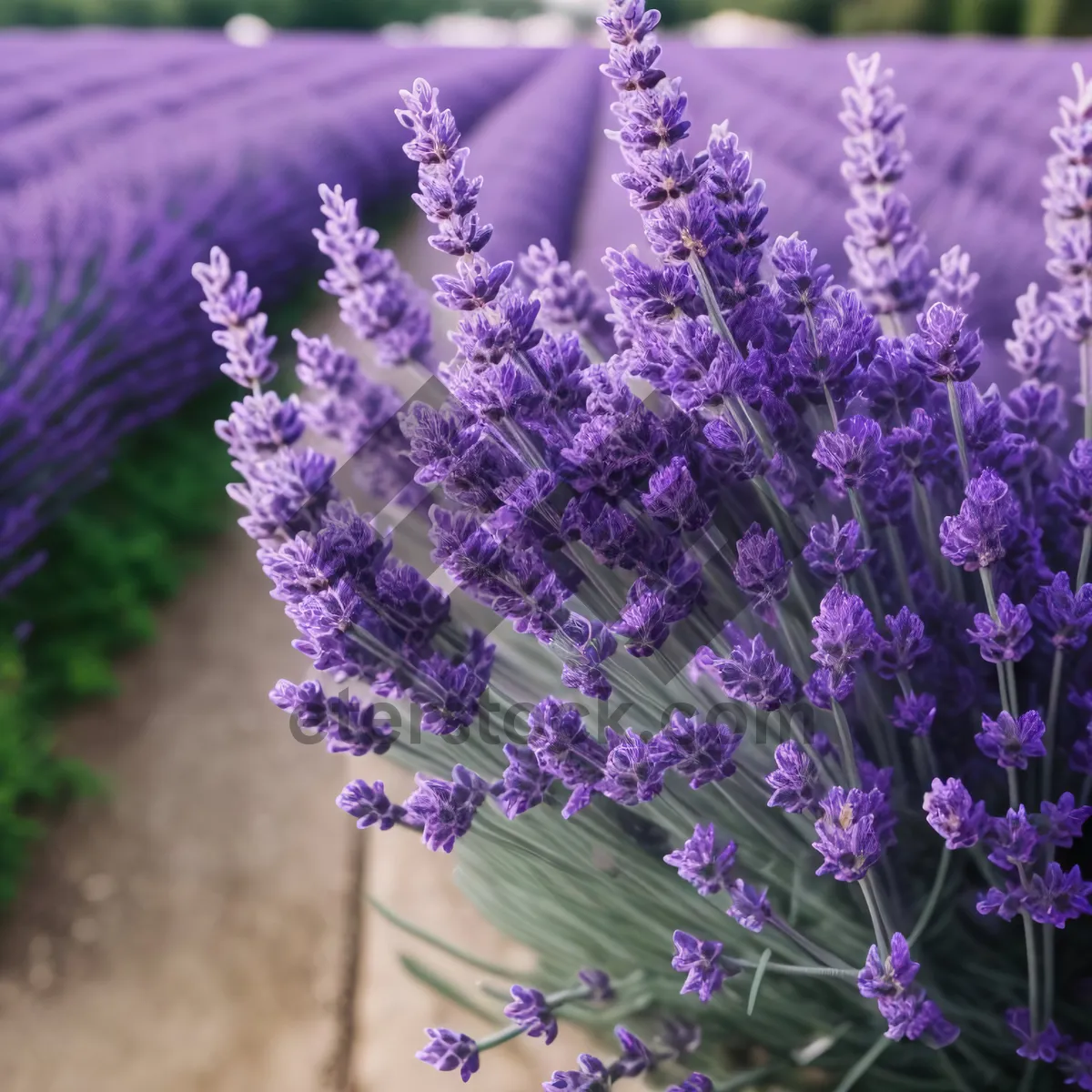 Picture of Serene Blooming Lavender Field in Spring