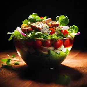 Fresh Vegetable Salad Bowl with Tomato and Pepper.