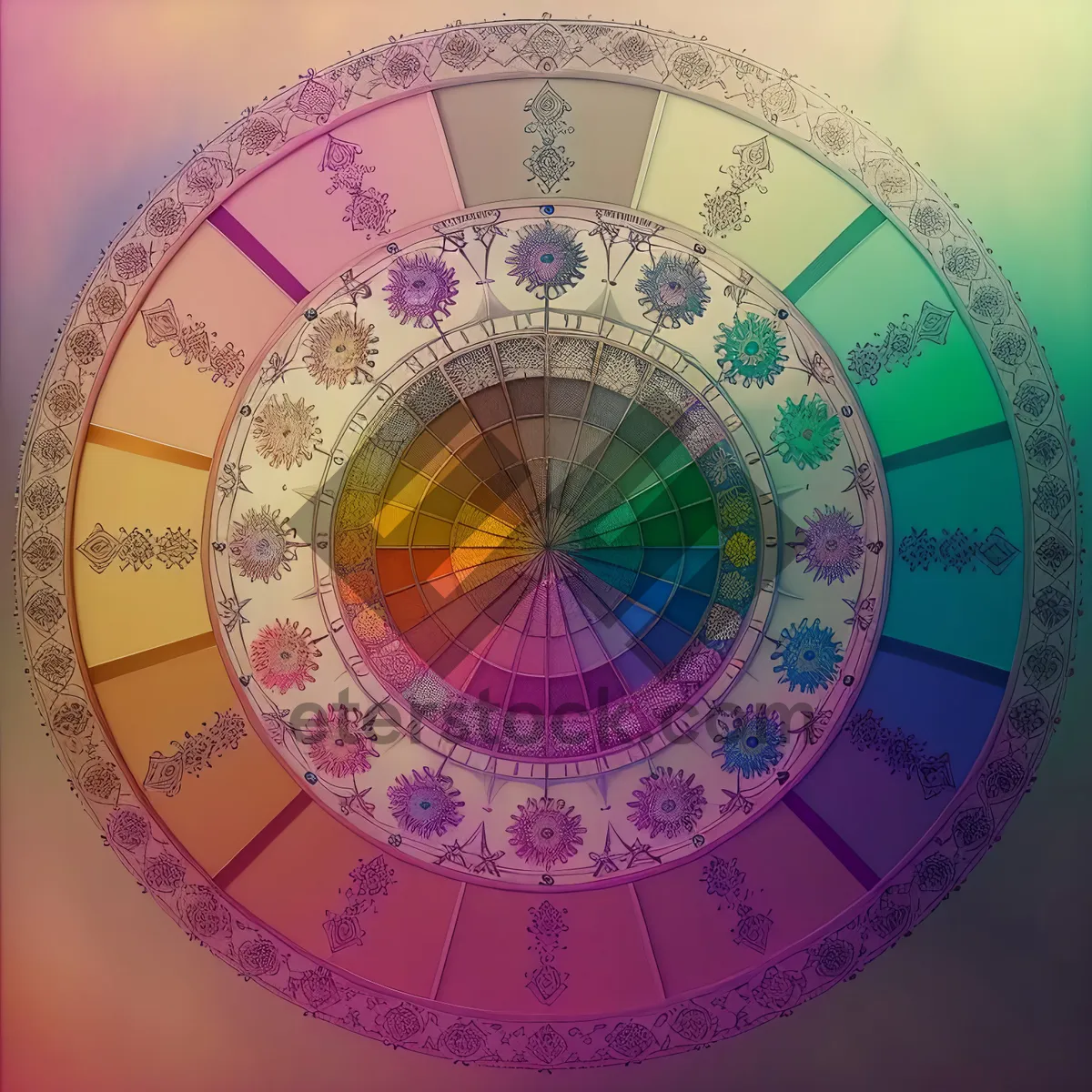 Picture of Hippie Arabesque Circle: Vibrant Graphic Mosaic Design