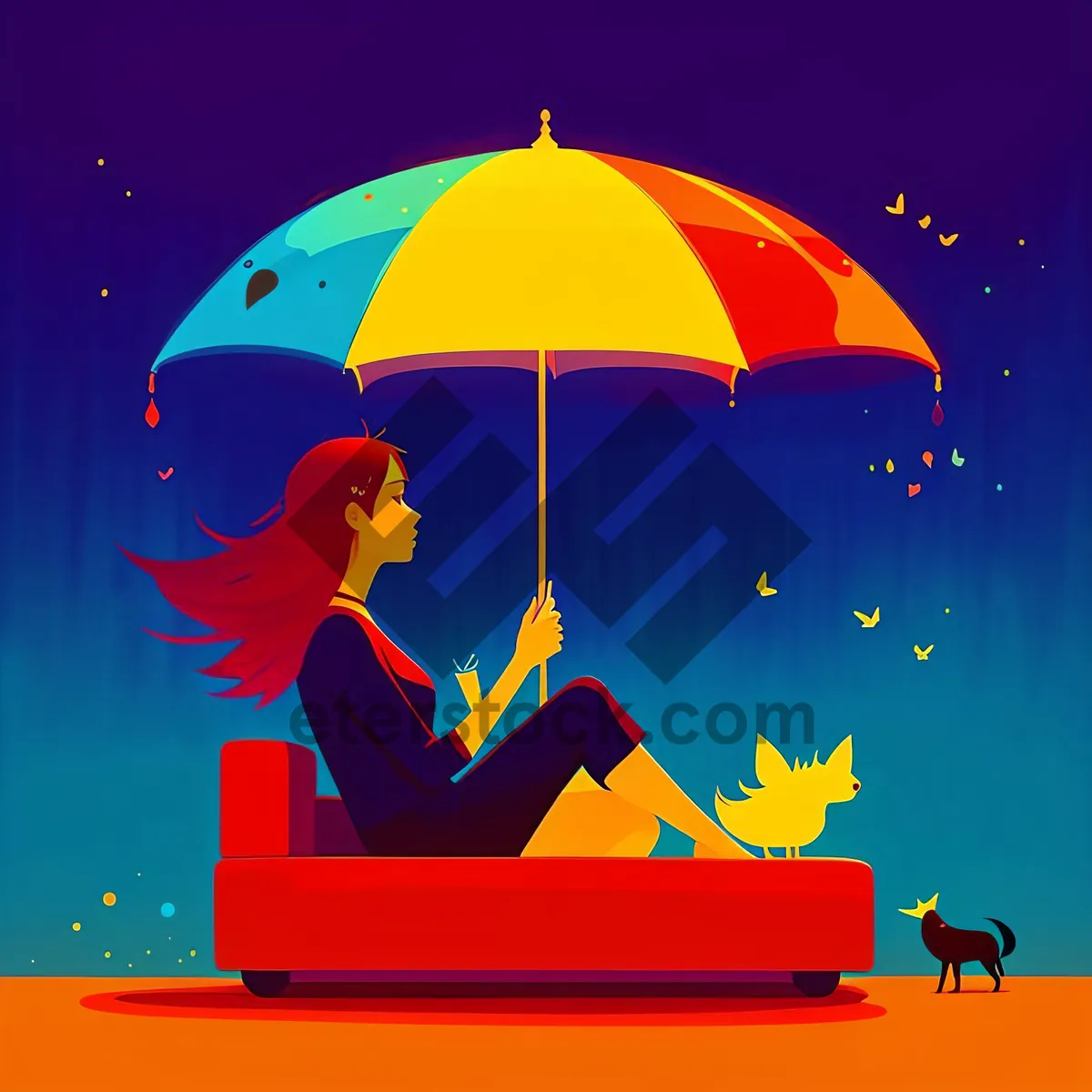 Picture of Cartoon Umbrella Silhouette Design