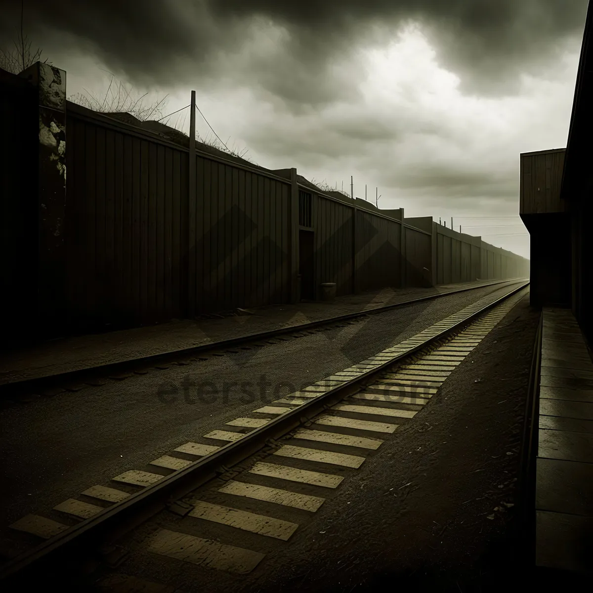 Picture of City Railway Transport: Track-bound Freight Car at Station