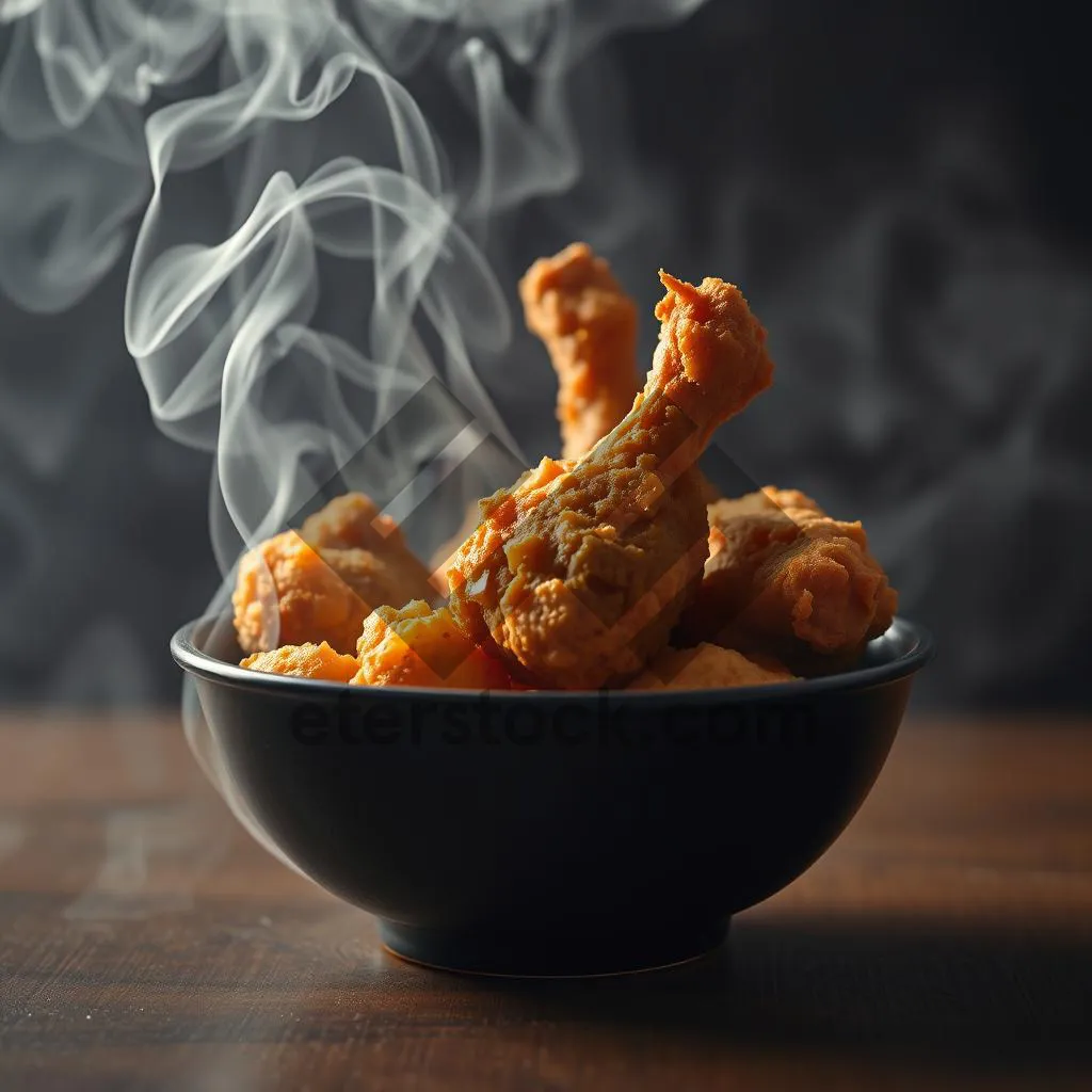 Picture of Roasted pumpkin bowl over a fiery fireplace.