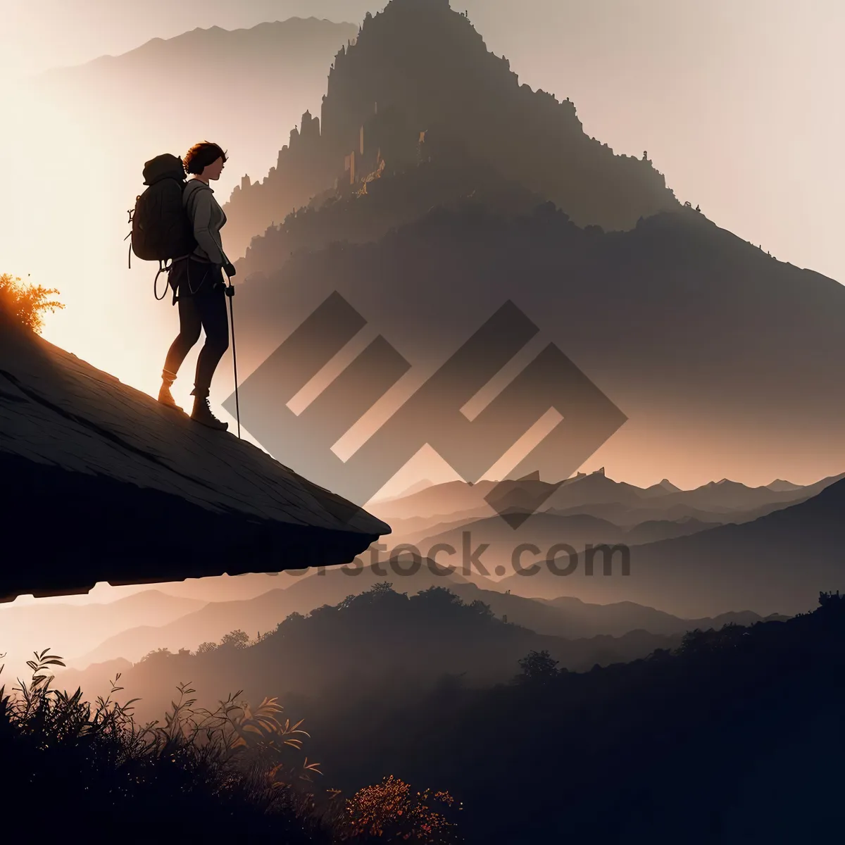 Picture of Snow-capped Mountain Summit on Alp, Conquered by Adventurous Climber