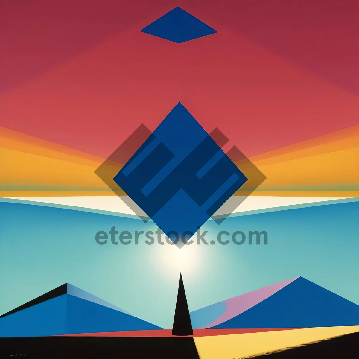 Picture of Geometric pyramid symbol in graphic design.