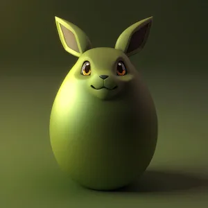 Easter Bunny with 3D sphere-shaped egg