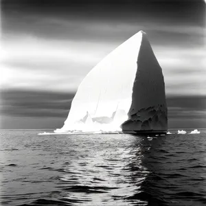 Sailboat gliding across the serene ocean