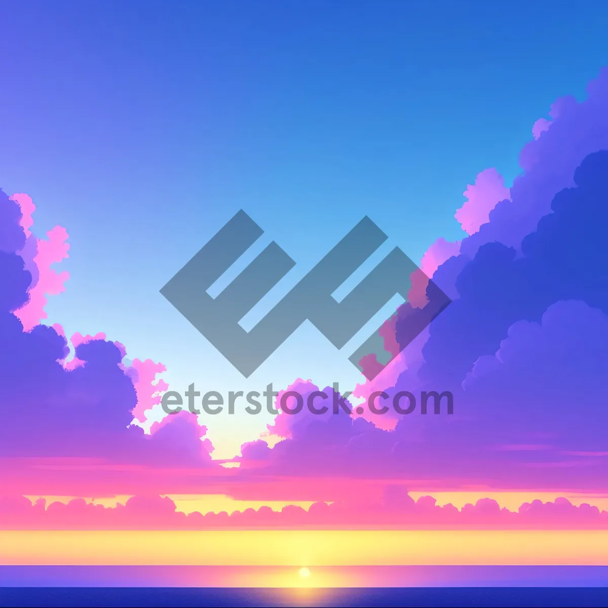 Picture of Vibrant Summer Sky with Fluffy Clouds