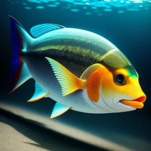 Underwater Marine Life: Colorful Goldfish in Reef Aquarium