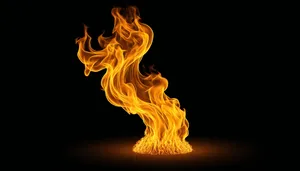 Fiery Blaze in Fireplace Illustration - Black and Orange
