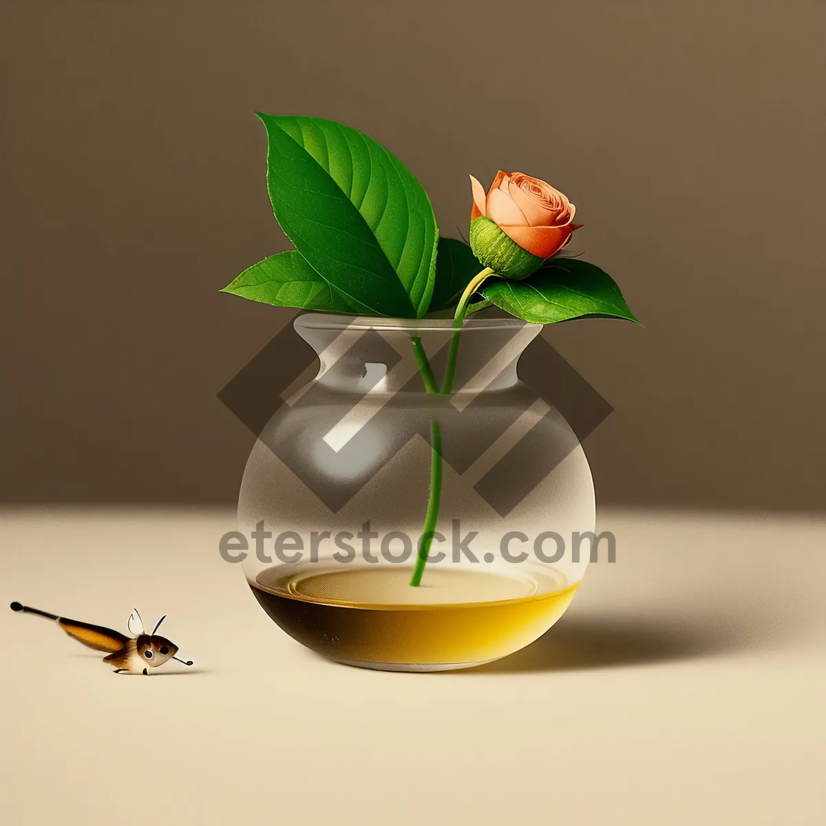 Picture of Healthy Breakfast in Glass Vase with Herbal Beverage