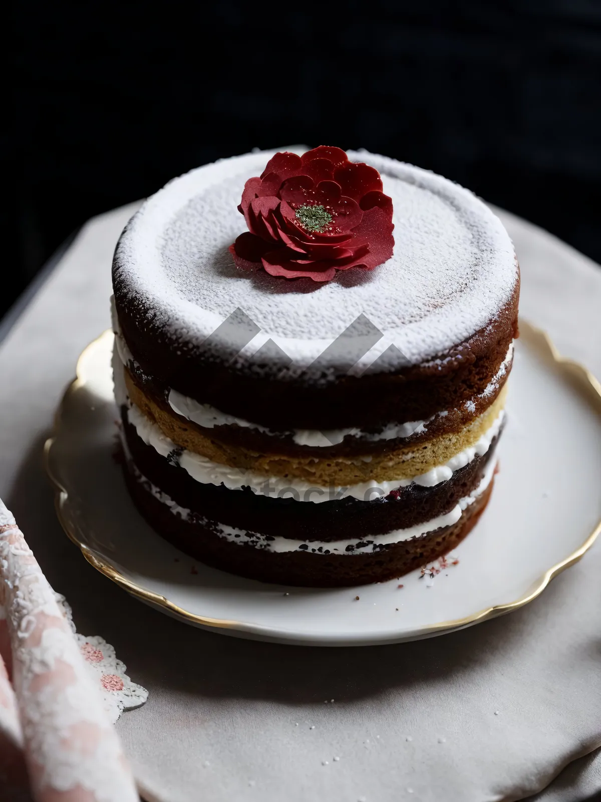 Picture of Delicious Gourmet Cake with Chocolate Icing and Mint Biscuit