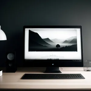 Modern Desktop Computer Screen with Keyboard